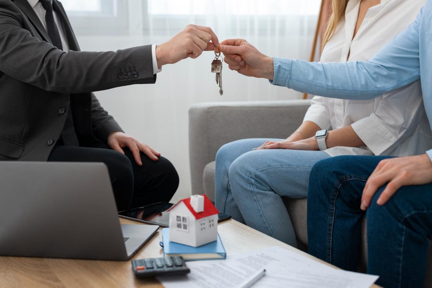 agent at work showing house and doing business